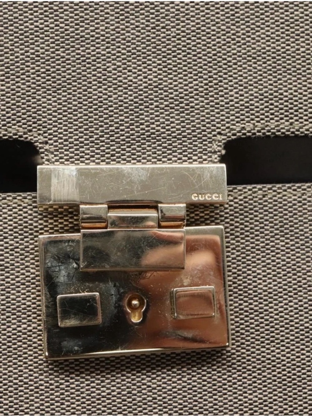 Gucci Lady Lock Flap Tote Canvas  Bag and Gold Lock-Preowned - Picture 5 of 12